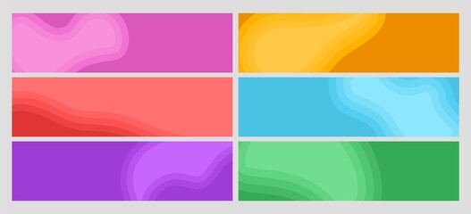 Sticker - Wave banners kit. Abstract waves background templates. Diverse horizontal colorful flyers for web design. Business presentation backdrops vector collection