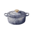 Watercolor blue saucepan with lid. isolated.
