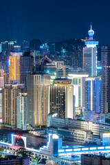 Wall Mural - Night scenery of high rise buildings in Shenzhen city, viewed from Hong Kong border