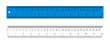 Ruler. Scale with inch and centimeter. Plastic blue ruler for measure of inch and cm. Tape with graphic meter for school, geometry, math. Line with metric, number and realistic size. Vector