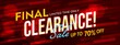 Final clearance sale up to 70 percent off website header. Limited time only discount for online shop, internet marketplace. Business and ecommerce special offer design. Vector illustration