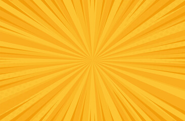 Wall Mural - abstract comic sun ray yellow background with speed lines. retro style pop art design. burst templat