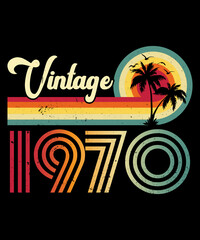 Wall Mural - Vintage 1970 Birthday T-shirt Design