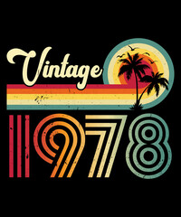 Wall Mural - Vintage 1978 Birthday T-shirt Design