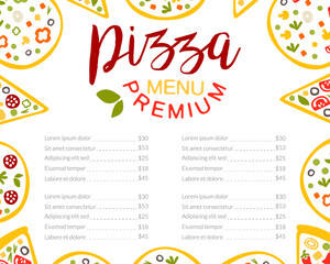 Sticker - Pizza House or Pizzeria Menu Vector Vertical Template