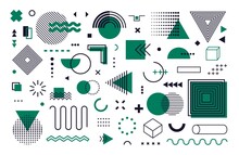 Memphis Design Elements. Abstract Geometric Line Shapes, Modern Geometry Set Hipster 80s 90s Style. Vector Illustration