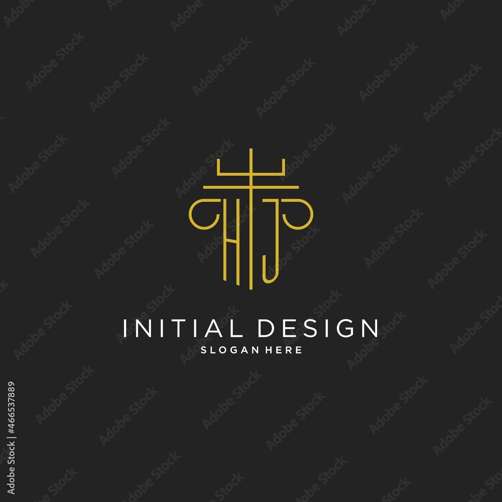 HJ initial with monoline pillar logo style, luxury monogram logo design ...