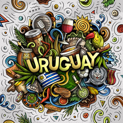 Wall Mural - Uruguay hand drawn cartoon doodle illustration. Funny local design.