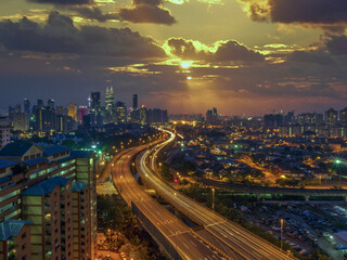 Sticker - Skyline view of the night city of Kuala Lumpur