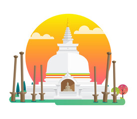 Thuparamaya Buddhist temple,  Sri Lanka Landmarks , vector illustration