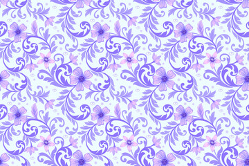  Hand Draw Royal Purple Flowers Seamless Pattern.  This seamless pattern is suitable for fabrics, textiles, gift wrapping, wallpaper, background, backdrop, or whatever you want to create according.