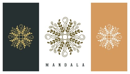 Premium Decorative Ornament Logo Design. Luxury Leaf and Linear Editable. Creative vector illustration based icon template.