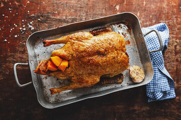 Wall Mural - Roasted whole duck with vegetables