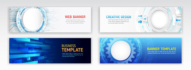 Cyber security for business and internet projects. Abstract web design banner. Modern graphic template for websites. High tech futuristic technology background.