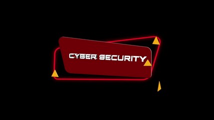Leinwandbilder - 3d animation text Cyber security on trendy flat geometric banner. Flying and rotating object. 4K Video motion graphic animation.