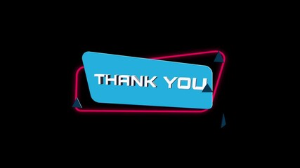Aufkleber - 3d animation text Thank you on trendy flat geometric banner. Flying and rotating object. 4K Video motion graphic animation.