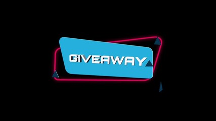 Aufkleber - 3d animation text Giveaway on trendy flat geometric banner. Flying and rotating object. 4K Video motion graphic animation.