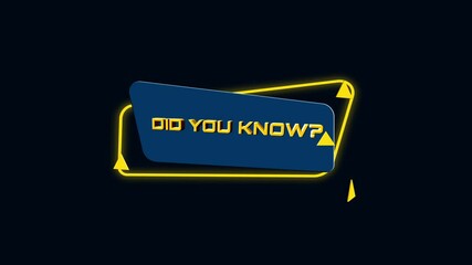 Poster - 3d animation text Did you know on trendy flat geometric banner. Flying and rotating object. 4K Video motion graphic animation.