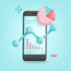 Wall Mural - analysis data from mobile phone icon 3d vector illustration design.