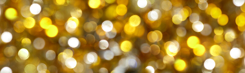 Poster - Golden Abstract Bokeh Background With Unfocused Golden Light