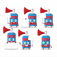 Wall Mural - Blue air horn cartoon character bring information board