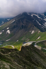 Poster - Grossglockner in Austria. Alpine Mountains Dramatic Landscape and Curvy Winding Road at Summer.