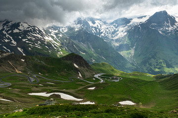Poster - Grossglockner Austria Curvy Winding Panoramic Road in Alps Mountains.
