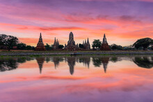 Beautiful Temple Wat Chaiwatthanaram In Area Ayutthaya Historical Park, Ayutthaya