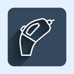 White line Portable vacuum cleaner icon isolated with long shadow background. Blue square button. Vector
