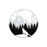 Fototapeta Las - Wolf howls vector icon. Full moon and forest illustration sign. Wolf with moon symbol or logo.