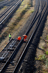 Wall Mural - Maintenance works in a railroad tracks