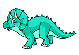 Fototapeta Dinusie - Herbivorous dinosaur Triceratops illustration cartoon 