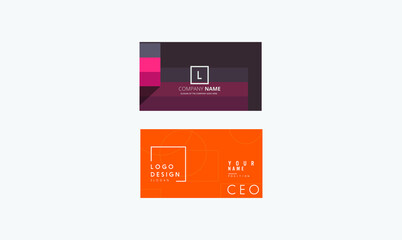 Business Card Vector Template. Flat Style Vector Illustration. Stationery Design. 4 Color Combinations. Print Template. Double-sided creative business card template.