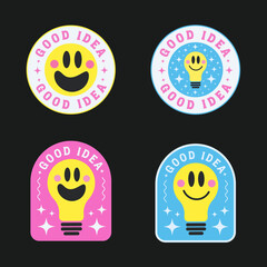 Poster - Good Idea Cute Sticker. Cool Comic Patch, Badge, Pin Vector Design.