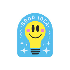 Poster - Good Idea Cute Sticker. Cool Comic Patch, Badge, Pin Vector Design.