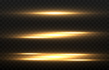 Set Of Vector Glowing Lines. Horizontal Glowing Lines Png, Magic Glow, Neon Light, Line Light, Golden Light Png.