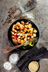 Canvas Print - Healthy chicken salad with vegetables and croutons