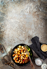 Wall Mural - Healthy chicken salad with vegetables and croutons