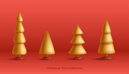 Wall Mural - 3D tree set of Christmas. Christmas collection.