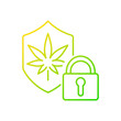 © bsd studio - Cannabis security gradient linear vector icon. Marijuana dispensaries protection. Provide secure environment. Thin line color symbol. Modern style pictogram. Vector isolated outline drawing
