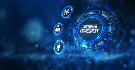 Internet, business, Technology and network concept. Shows the inscription: CUSTOMER ENGAGEMENT. 3d illustration.