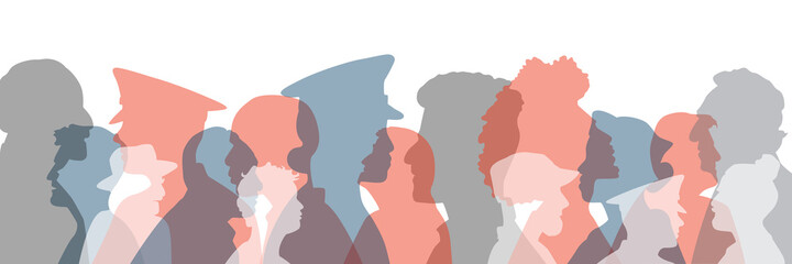 Wall Mural - People of different ethnicities stand side by side together. Flat vector illustration.