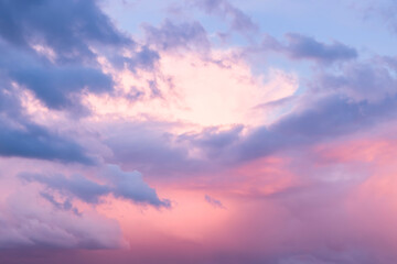 Red sky at sunset with moody storm clouds, UK