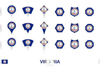 Wall Mural - Collection of the Virginia flag in different shapes and with three different effects.