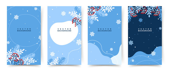 Wall Mural - winter holidays backgrounds for social media stories, post templates. colorful banners with with сhr