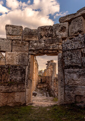 Wall Mural - Hierapolis ancient city, hot springs in classical Phrygia in southwest Anatolia. Its ruins include in Pamukkale, which is adjacent to modern. It has the Tomb of the Apostle Philip.