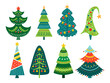 Christmas tree xmas pine vector cartoon set