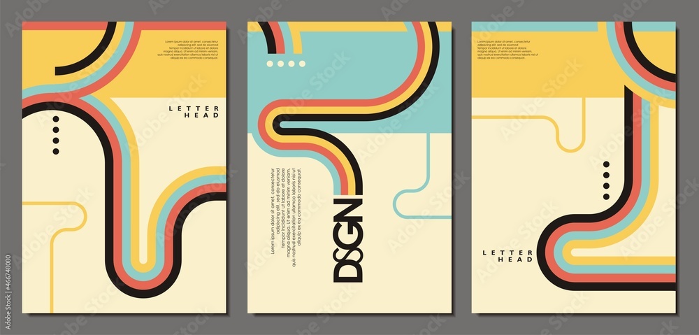 Retro 70s rainbow stripes designs collection. Background covers and ...