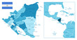 Nicaragua - highly detailed blue map.