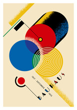 Original Abstract Geometric Bauhaus Inspired Poster Design.